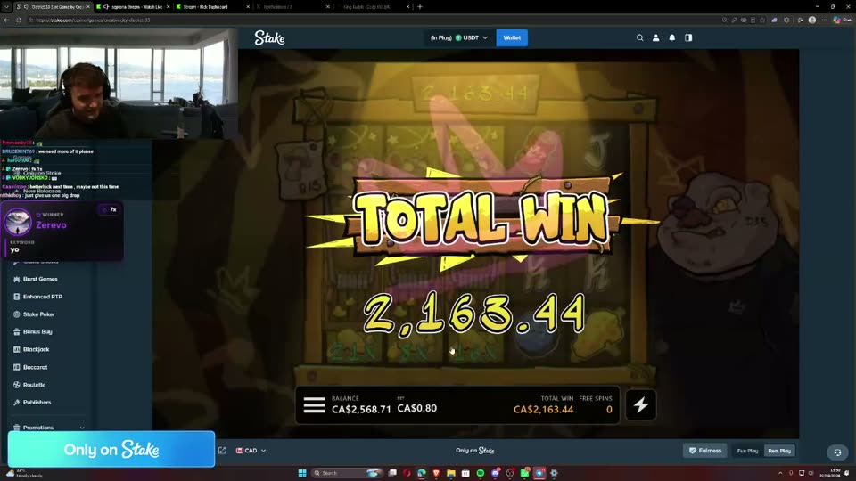 KingKulbik's Kick stream at the moment a CA$2,163.44 total win lands